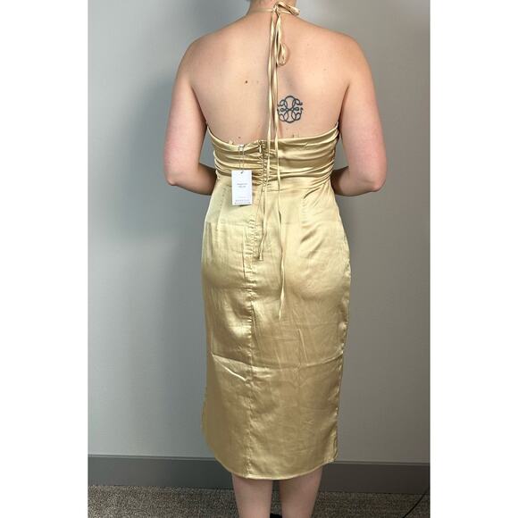 NWT We Wore What Gold Halter Dress Size Large - Picture 5 of 13